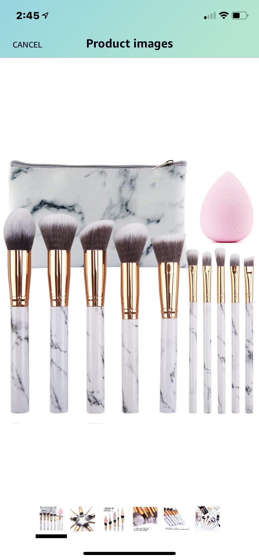Sophisticated Marble Makeup Brush Set With Cosmetic Bag and Beauty Blender
