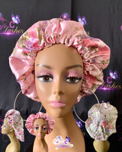 Load image into Gallery viewer, Drawstring Large Reversible Floral Satin Crowns
