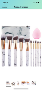 Sophisticated Marble Makeup Brush Set With Cosmetic Bag and Beauty Blender