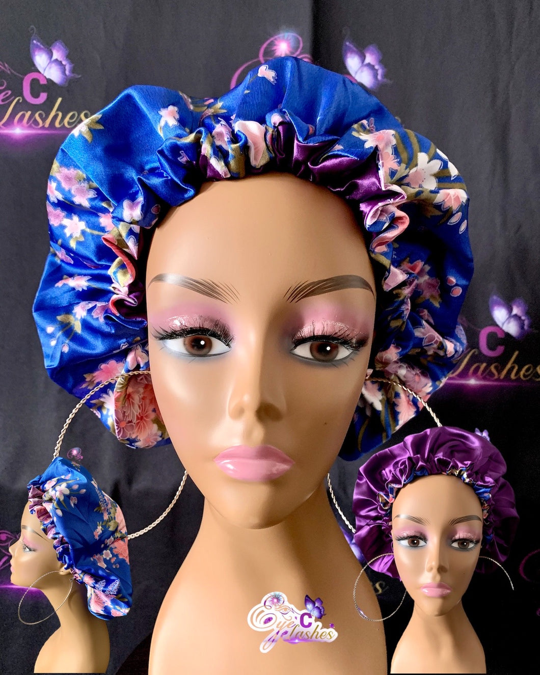 Drawstring Large Reversible Floral Satin Crowns