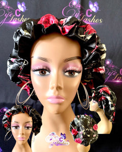 Reversible Print Large Ruffle Satin Crowns