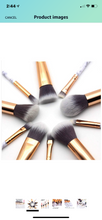 Load image into Gallery viewer, Sophisticated Marble Makeup Brush Set With Cosmetic Bag and Beauty Blender
